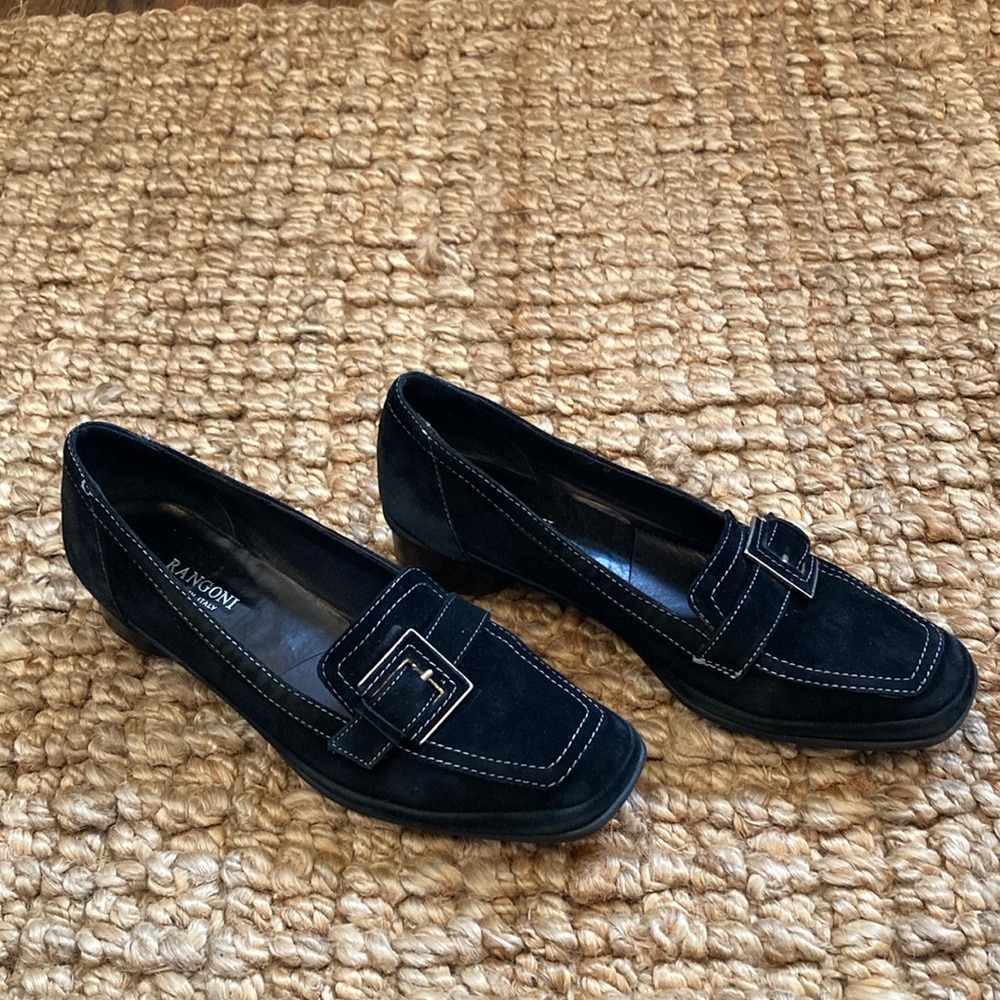 Rangoni Italy Womens Black Suede Loafers Slip On Shoes‎ Size 7 Classic Career